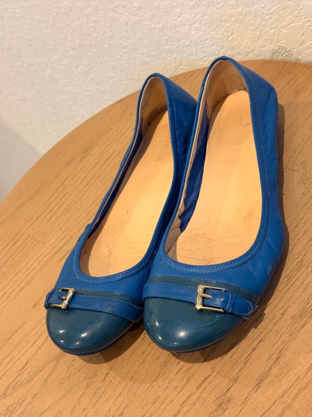 Cole Haan Two-Tone Blue Ballet Flats with Front Buckle